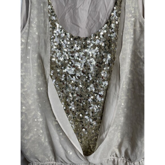 Apt 9 Women Sheer Fabric Gold Sequins Sinched in Elastic Waist Size Large - Picture 8 of 12